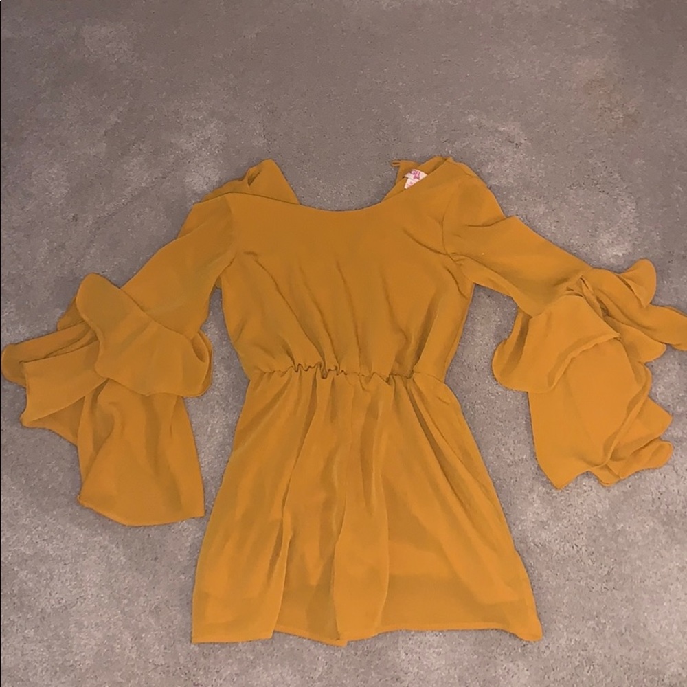 flowy mustard long sleeved romper by GB Girls